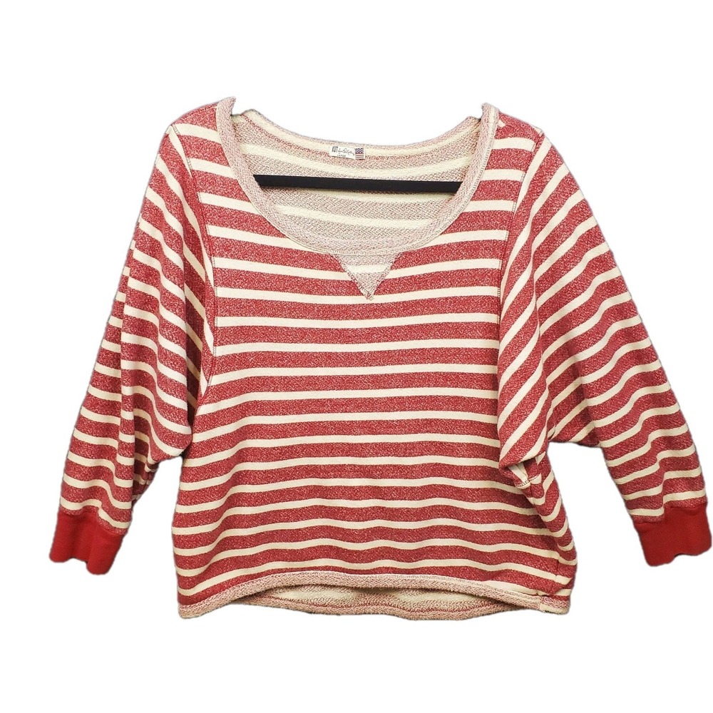 Kut From the Kloth‎ Top Womens Large Red White Striped Oversized Sweatshirt